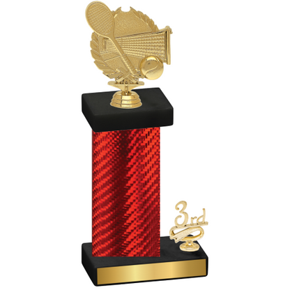 Accented Single Red Carbon Fiber Third Place Tennis Trophy