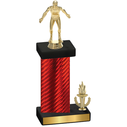 Accented Single Red Carbon Fiber Victory Wrestling Trophy