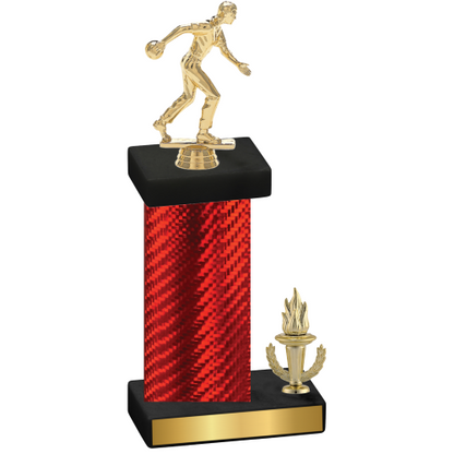 Accented Single Red Carbon Fiber Victory Bowling Trophy