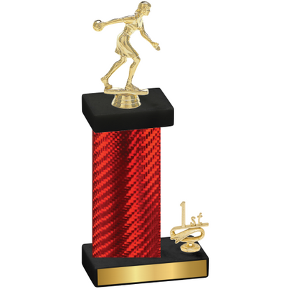 Accented Single Red Carbon Fiber First Place Bowling Trophy