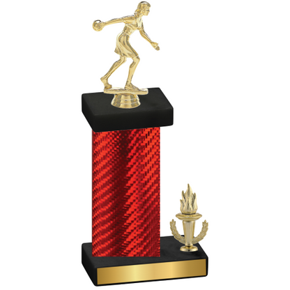 Accented Single Red Carbon Fiber Victory Bowling Trophy