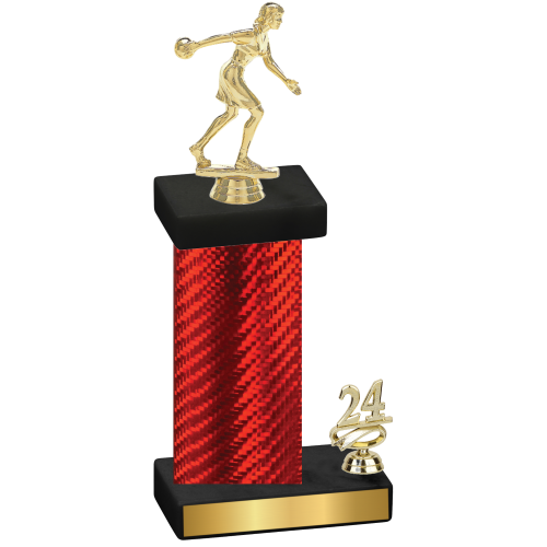 Accented Single Red Carbon Fiber Year Bowling Trophy