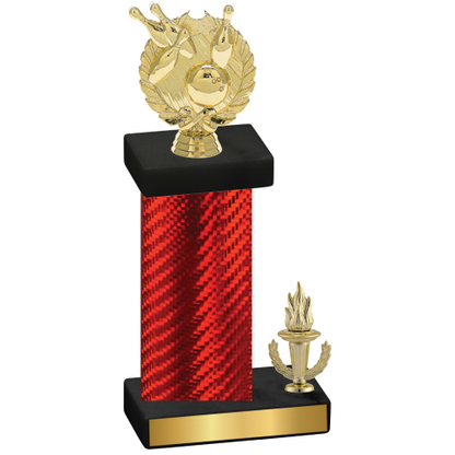 Accented Single Red Carbon Fiber Victory Bowling Trophy