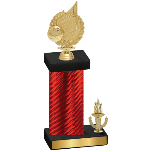 Accented Single Red Carbon Fiber Victory Volleyball Trophy