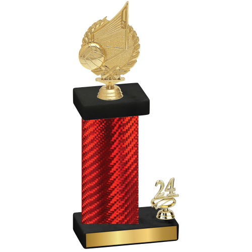 Accented Single Red Carbon Fiber Year Volleyball Trophy