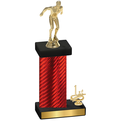 Accented Single Red Carbon Fiber First Place Swimming Trophy