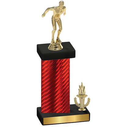 Accented Single Red Carbon Fiber Victory Swimming Trophy