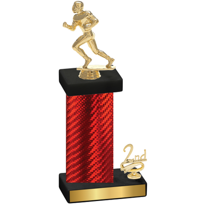 Accented Single Red Carbon Fiber Second Place Football Trophy