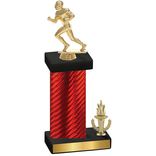 Accented Single Red Carbon Fiber Victory Football Trophy