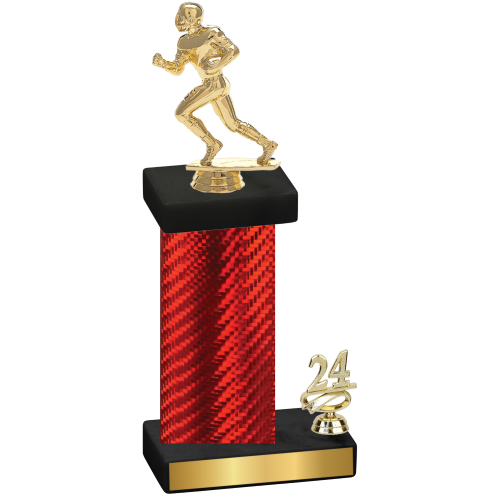 Accented Single Red Carbon Fiber Year Football Trophy