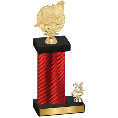 Accented Single Red Carbon Fiber Year Swimming Trophy