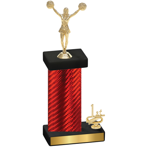 Accented Single Red Carbon Fiber First Place Cheerleading Trophy