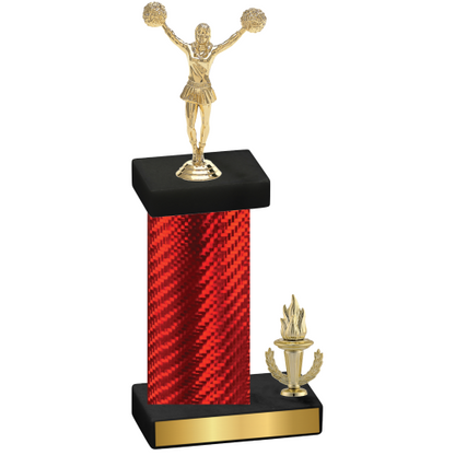 Accented Single Red Carbon Fiber Victory Cheerleading Trophy