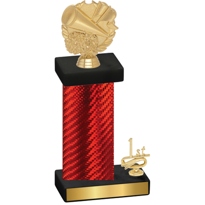 Accented Single Red Carbon Fiber First Place Cheerleading Trophy