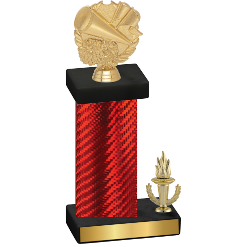 Accented Single Red Carbon Fiber Victory Cheerleading Trophy