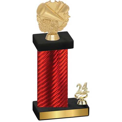 Accented Single Red Carbon Fiber Year Cheerleading Trophy