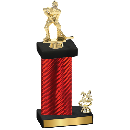 Accented Single Red Carbon Fiber Year Hockey Trophy