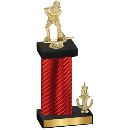 Accented Single Red Carbon Fiber Victory Hockey Trophy