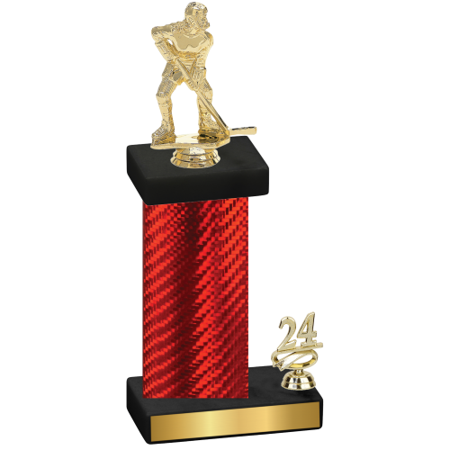 Accented Single Red Carbon Fiber Year Hockey Trophy