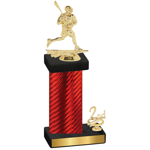 Accented Single Red Carbon Fiber Second Place Lacrosse Trophy