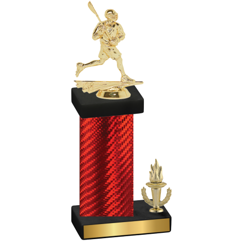 Accented Single Red Carbon Fiber Victory Lacrosse Trophy