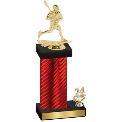 Accented Single Red Carbon Fiber Year Lacrosse Trophy