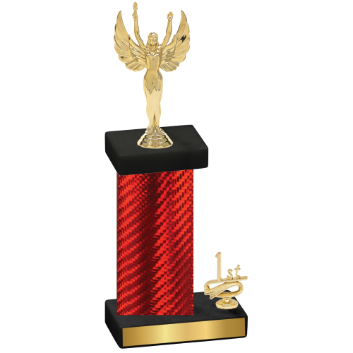 Accented Single Red Carbon Fiber First Place Victory Trophy