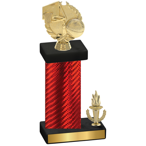 Accented Single Red Carbon Fiber Victory Basketball Trophy