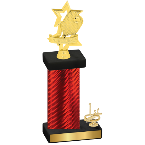 Accented Single Red Carbon Fiber First Place Pickleball Trophy