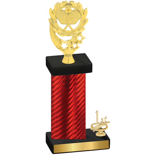 Accented Single Red Carbon Fiber First Place Pickleball Trophy