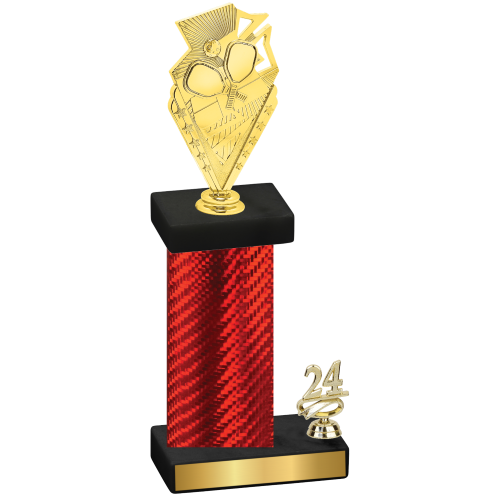 Accented Single Red Carbon Fiber Year Pickleball Trophy