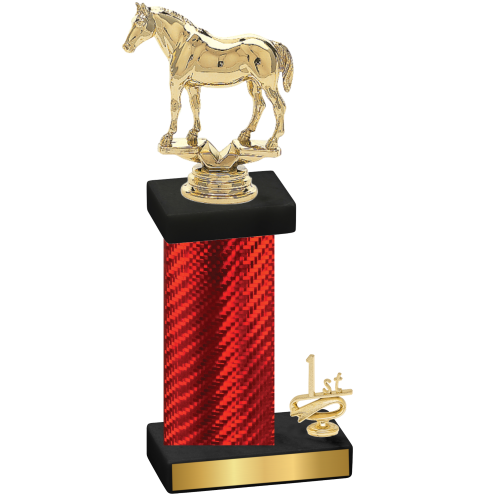 Accented Single Red Carbon Fiber First Place Horses Trophy