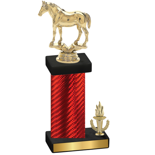 Accented Single Red Carbon Fiber Victory Horses Trophy