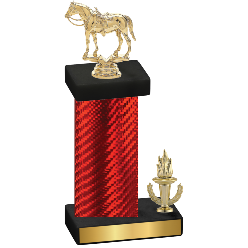 Accented Single Red Carbon Fiber Victory Horses Trophy