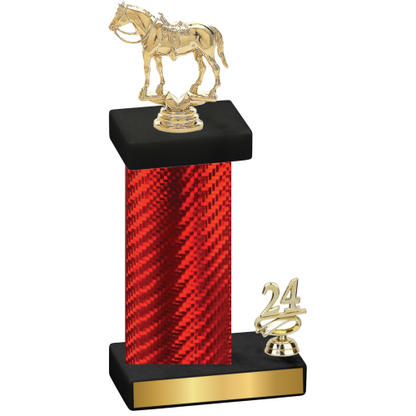 Accented Single Red Carbon Fiber Year Horses Trophy