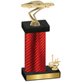 Accented Single Red Carbon Fiber First Place Cars Trophy