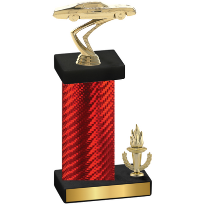 Accented Single Red Carbon Fiber Victory Cars Trophy