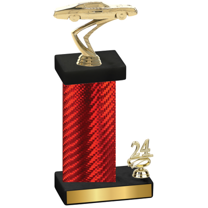 Accented Single Red Carbon Fiber Year Cars Trophy