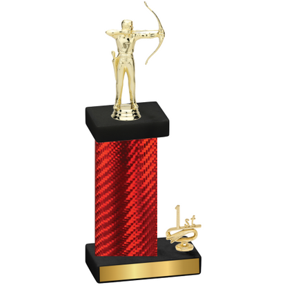 Accented Single Red Carbon Fiber First Place Archery Trophy