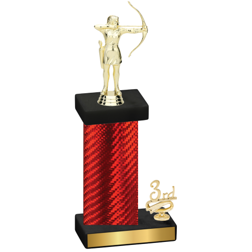 Accented Single Red Carbon Fiber Third Place Archery Trophy