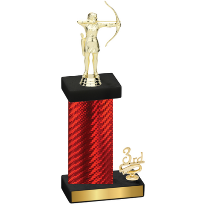 Accented Single Red Carbon Fiber Third Place Archery Trophy