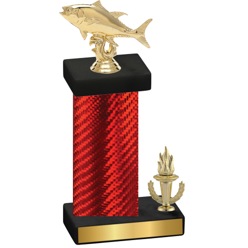 Accented Single Red Carbon Fiber Victory Fishing Trophy