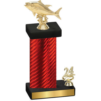 Accented Single Red Carbon Fiber Year Fishing Trophy