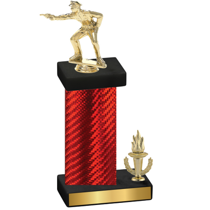 Accented Single Red Carbon Fiber Victory Shooter Trophy