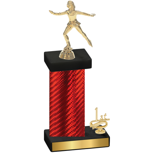 Accented Single Red Carbon Fiber First Place Skater Trophy