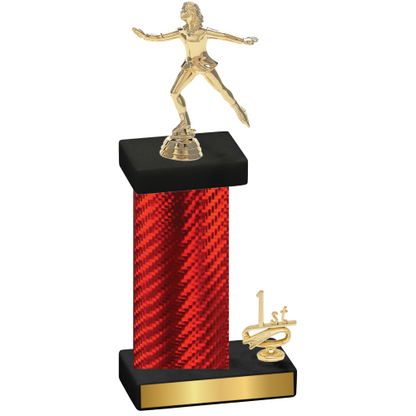 Accented Single Red Carbon Fiber First Place Skater Trophy