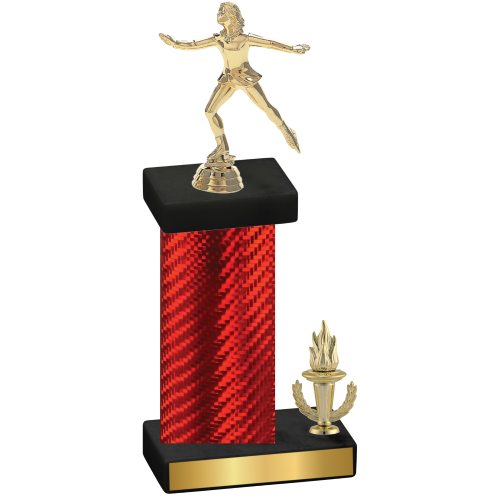 Accented Single Red Carbon Fiber Victory Skater Trophy