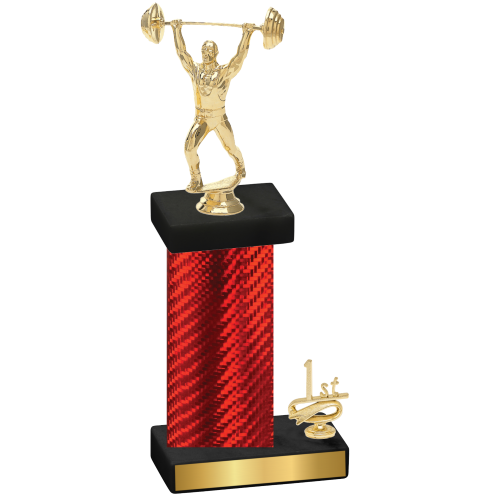 Accented Single Red Carbon Fiber First Place Weights Trophy