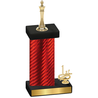 Accented Single Red Carbon Fiber First Place Chess Trophy