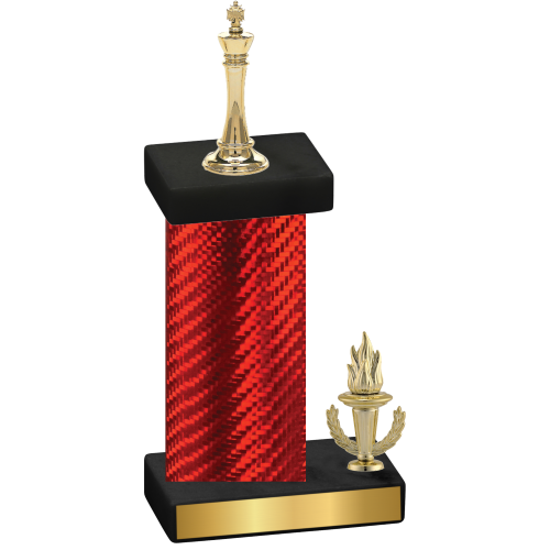 Accented Single Red Carbon Fiber Victory Chess Trophy